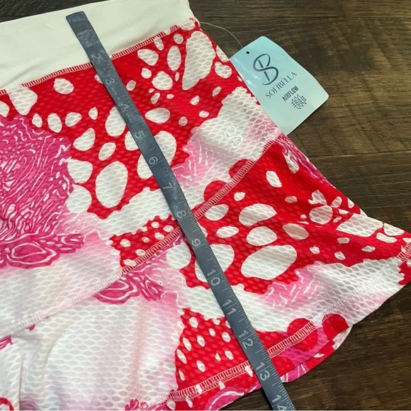 NWT Sofibella red pink air flow 13” colorful pickleball ruffle skort XL READ